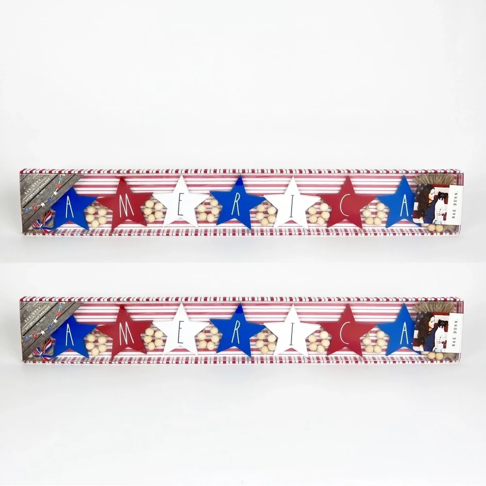 Set of 2 Rae Dunn USA 4th July Red White Blue Stars America 45